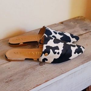 M. Valentino Cow Print Mules